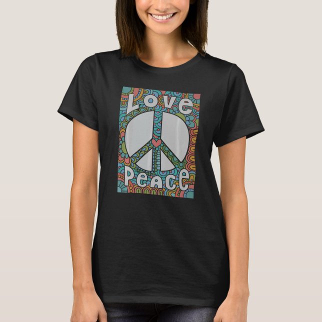 Camiseta Peace Love 60's 70s Tie Die Groovy Hippie Costume  (Anverso)