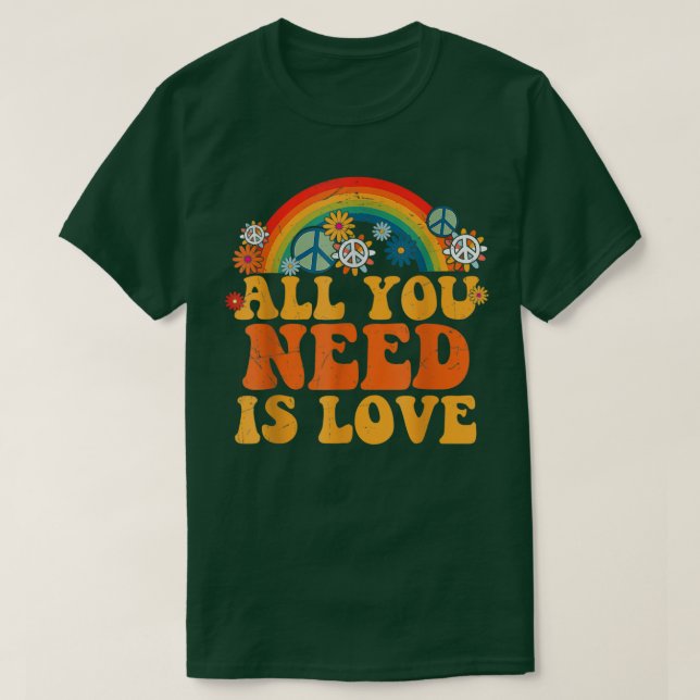 Camiseta Peace Love 60's 70s Tie Dye Groovy Hippie Costume  (Diseño del anverso)