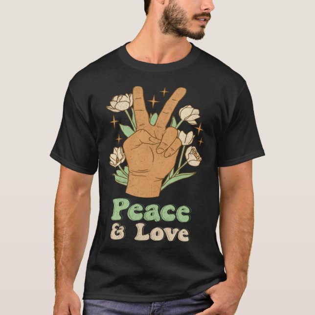 Camiseta Peace & Love 60s 70s Tie Dye Hippie Costume Retro  (Anverso)