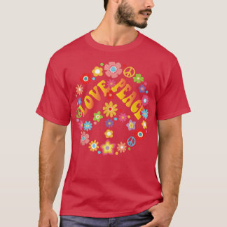 Camiseta PEACE LOVE 60's 70s Tie Dye Hippie Halloween Costu