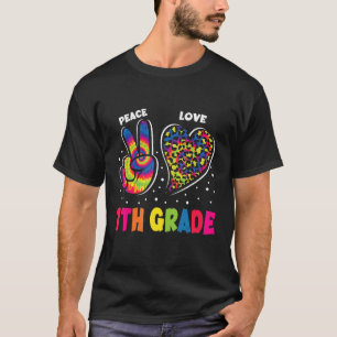 Camiseta Peace Love 7º Grado Leopard Tie Dye Back To Schoo