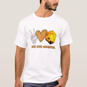 Camiseta Peace Love Adventure Halloween Heart Skeleton Pump