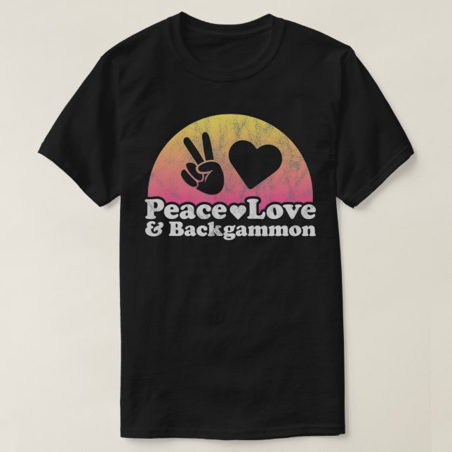 Camiseta Peace Love and Backgammon  (Diseño del anverso)