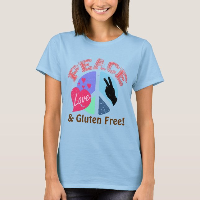Camiseta Peace Love and Gluten Free (Anverso)