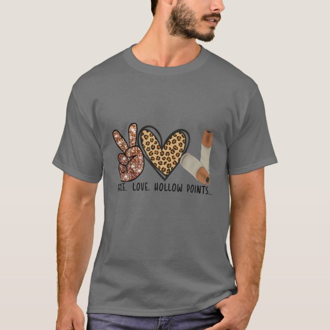 Camiseta Peace Love And Hollow Points Leopard (Anverso)