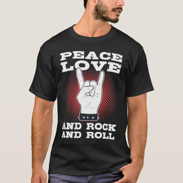 Camiseta Peace Love And Rock n Roll (Anverso)