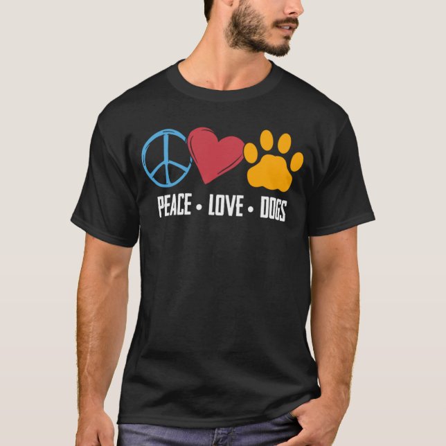 Camiseta Peace Love Animal Paw Print Dog Canina (Anverso)