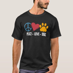 Camiseta Peace Love Animal Paw Print Dog Canina