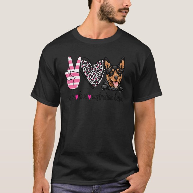 Camiseta Peace Love Australian Kelpie Dog (Anverso)