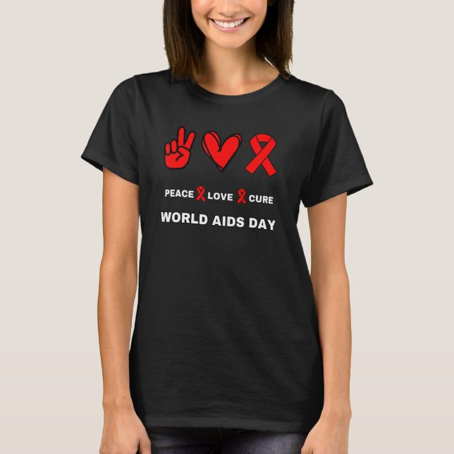 Camiseta Peace Love Awareness Día Mundial de la Lucha contr (Anverso)