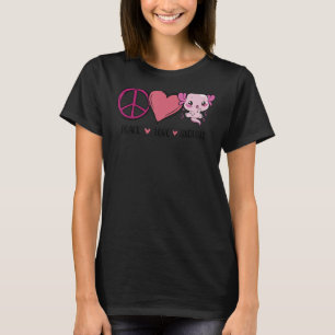 Camiseta Peace Love Axolotl Mexicano Salamander Amphibian A