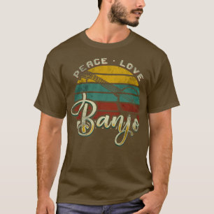 Camiseta Peace Love Banjo Guitar Player Country Bluegrass P