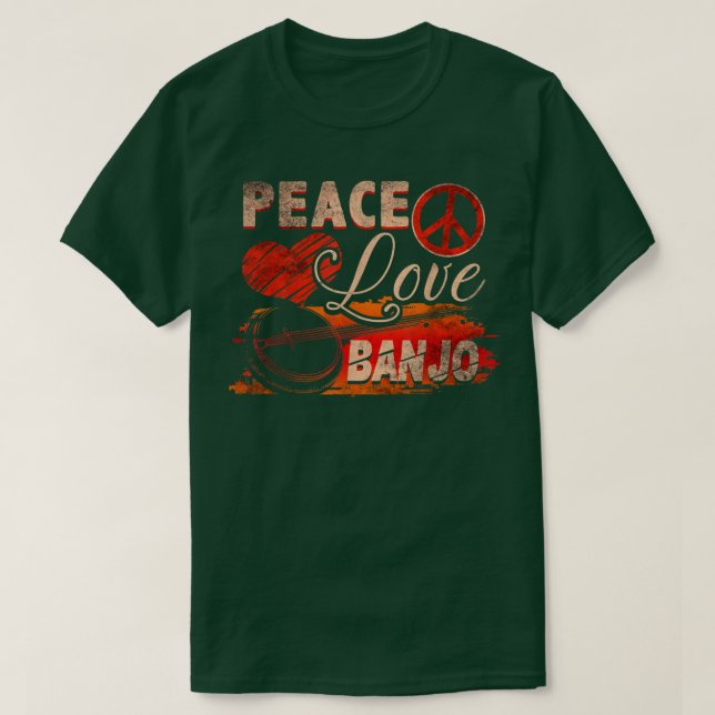 Camiseta Peace Love Banjo Guitar Player Country Bluegrass T (Diseño del anverso)