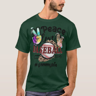 Camiseta Peace Love Baseball Gammy Life Mom Grandma Leopard