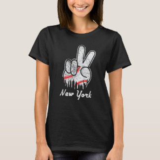 Camiseta Peace Love Baseball New York Ny Skyline Apparel  2