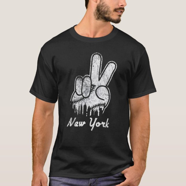 Camiseta Peace Love Baseball New York Ny Skyline Appartal 1 (Anverso)
