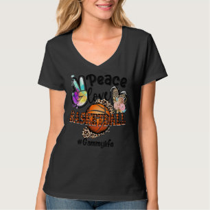 Camiseta Peace Love Basketball Gammy Life Mom Grandma Leopa