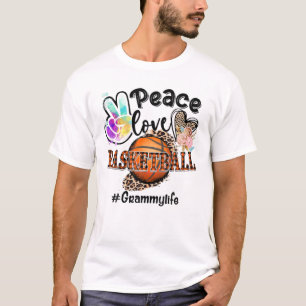 Camiseta Peace Love Basketball Grammy Life Mom Grandma Leop