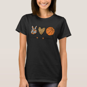 Camiseta Peace Love Basketball He Leopard Sports Funny