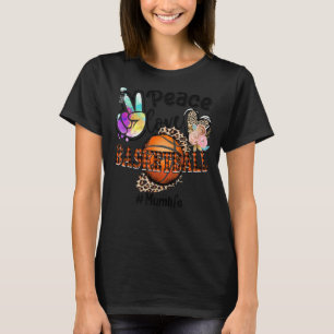 Camiseta Peace Love Basketball Mamá Life Mom Grandma Leopar