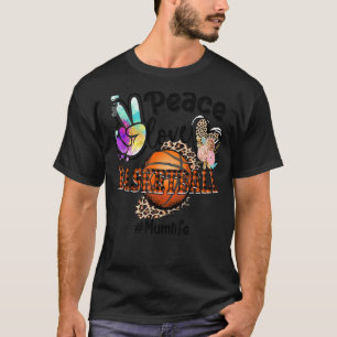 Camiseta Peace Love Basketball Mamá Life Mom Grandma Leopar