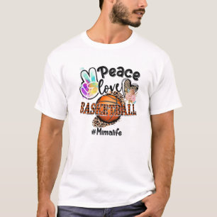Camiseta Peace Love Basketball Mima Life Mom Grandma Leopar
