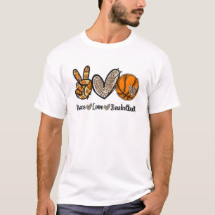Camiseta Peace Love Basketball Mom Leopard Print Cheetah Pa