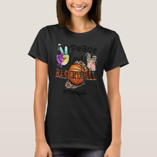 Camiseta Peace Love Basketball Nanny Life Mom Grandma Leopa