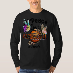 Camiseta Peace Love Basketball Oma Life Mom Grandma Leopard
