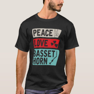 Camiseta Peace Love Basset Horn Music Instrument Hor