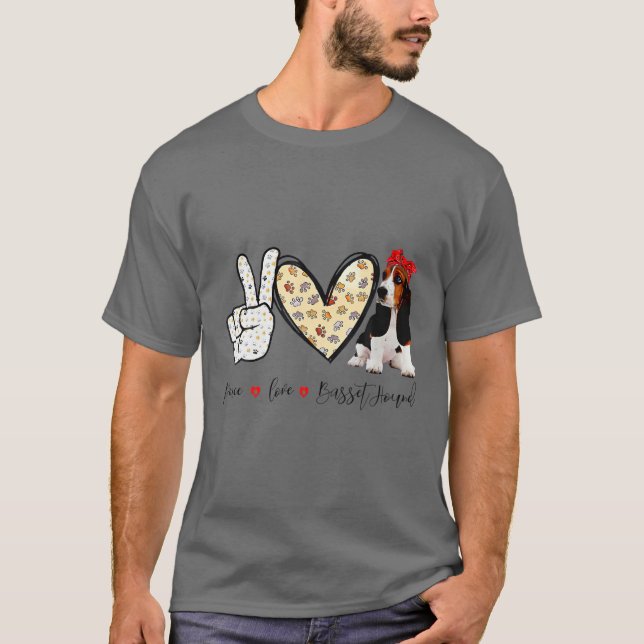 Camiseta Peace Love Basset Hound Funny T (Anverso)