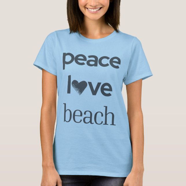 Camiseta Peace Love Beach Graphic Print -Coastal Ocean Life (Anverso)