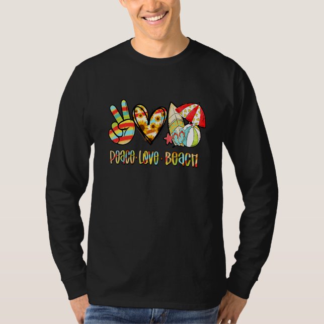 Camiseta Peace Love Beach Peace Hand Rótulo Sunflower Summe (Anverso)