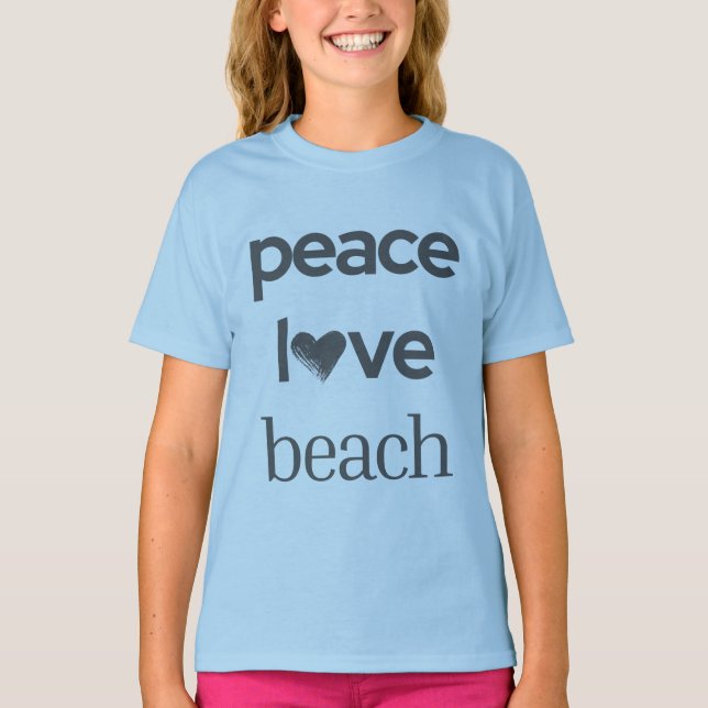 Camiseta Peace Love Beach | Sun Fun Coastal Graphic Print (Anverso)
