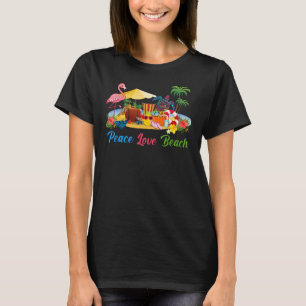 Camiseta Peace Love Beach Turtle Tropical Summer Vacation T