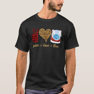 Camiseta Peace Love Bear Red Plaid Leopard Xmas Cuarentena