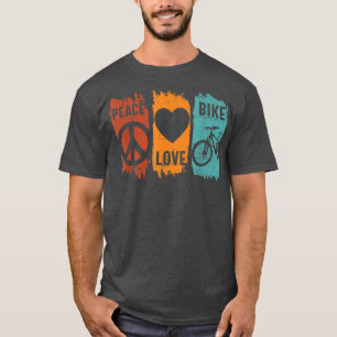 Camiseta Peace Love Bicicleta Ciclismo Retro Montaña Bicicl