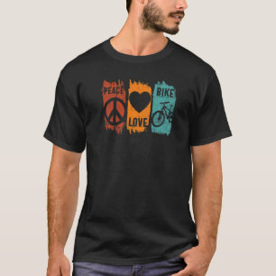 Camiseta Peace Love Bicicleta Ciclismo Retro Montaña Bicicl