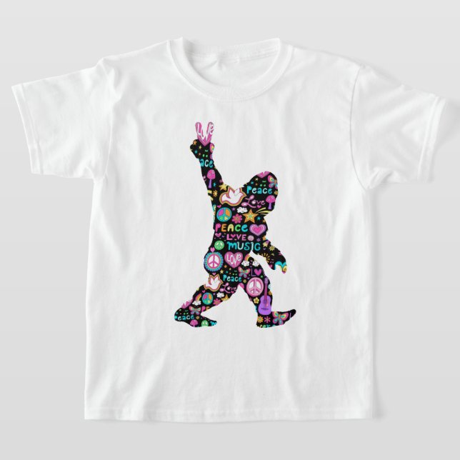 Camiseta Peace Love Bigfoot Hippie Funny Bigfoot Lover (Distribución)