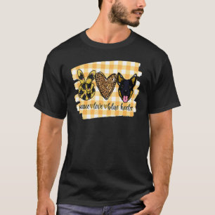 Camiseta Peace Love Blue Heeler Dog Mom Mama Western Farm C
