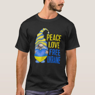 Camiseta Peace Love Blue Yellow Gnome Bandera de Ucrania