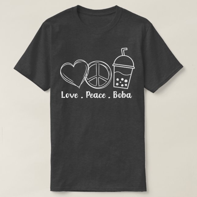 Camiseta Peace Love Boba Bubble Tea Drink Tapioca Boba Tea  (Diseño del anverso)