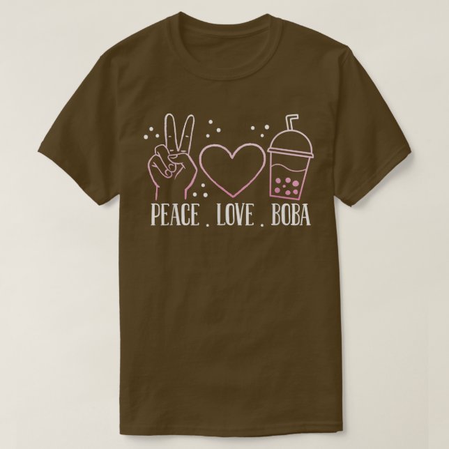 Camiseta Peace Love Boba Bubble Tea Drink Tapioca Boba Tea  (Diseño del anverso)
