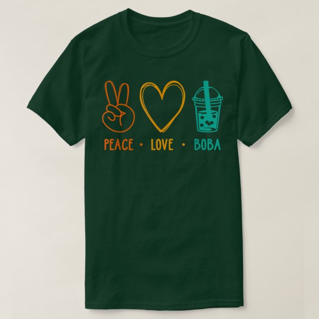 Camiseta Peace Love Boba Gráfico Tea Lover Tea Drinker Bubb (Diseño del anverso)