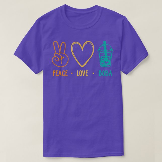 Camiseta Peace Love Boba Gráfico Tea Lover Tea Drinker Bubb (Diseño del anverso)