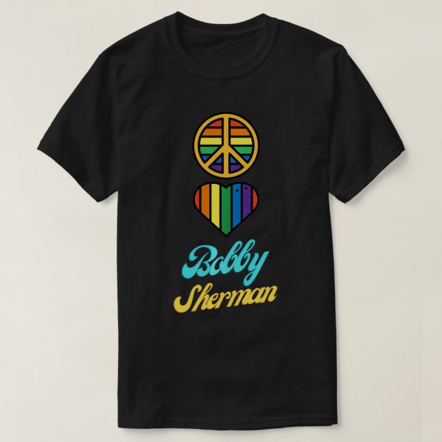 Camiseta Peace Love Bobby Sherman 60s 70s Groovy Greeting R (Diseño del anverso)