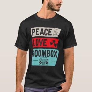 Camiseta Peace Love Boombox Cinta de cassette 80s Retro