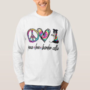 Camiseta Peace Love Border Collie Tie Dye Doe Lover Mother'
