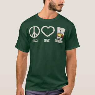 Camiseta Peace Love Bourbon Art Guay Whiskey Drinkers Gag