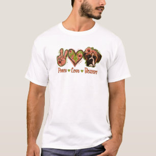 Camiseta Peace Love Boxer Dog Amantes De Regalo Boxer Con F